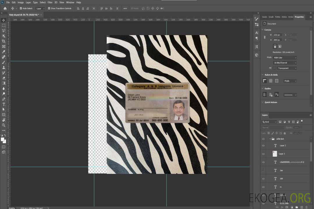 Australie Victoria State A & B licence à bras long photolook avant template
